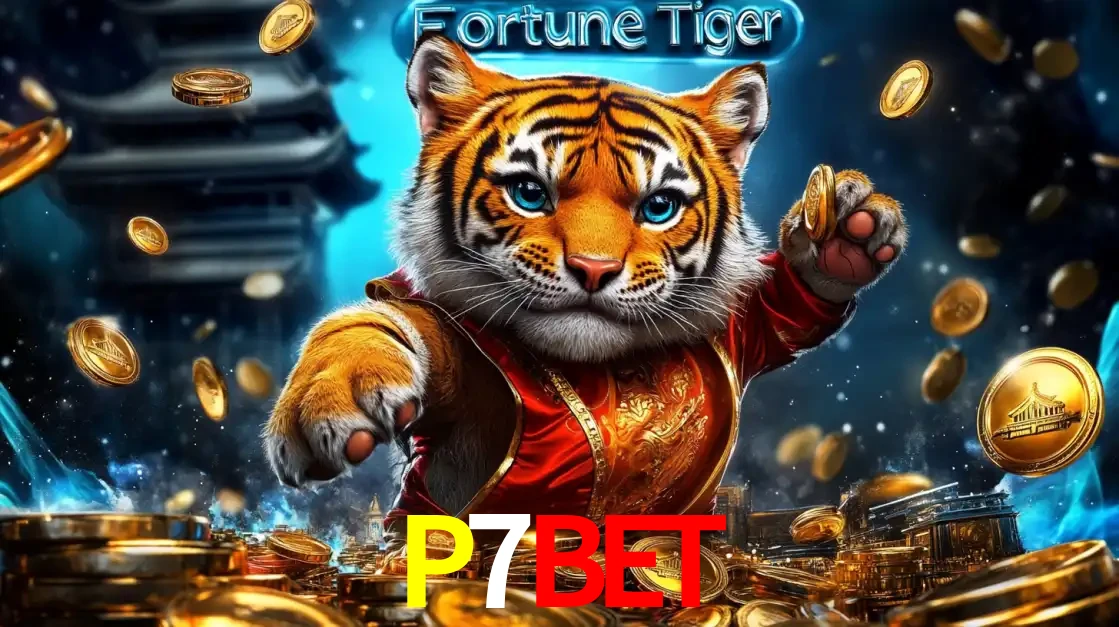 Imagem promocional do jogo de slot Fortune Tiger, com um tigre majestoso em traje tradicional cercado por uma fortuna em moedas de ouro, disponível agora no cassino P7BET.